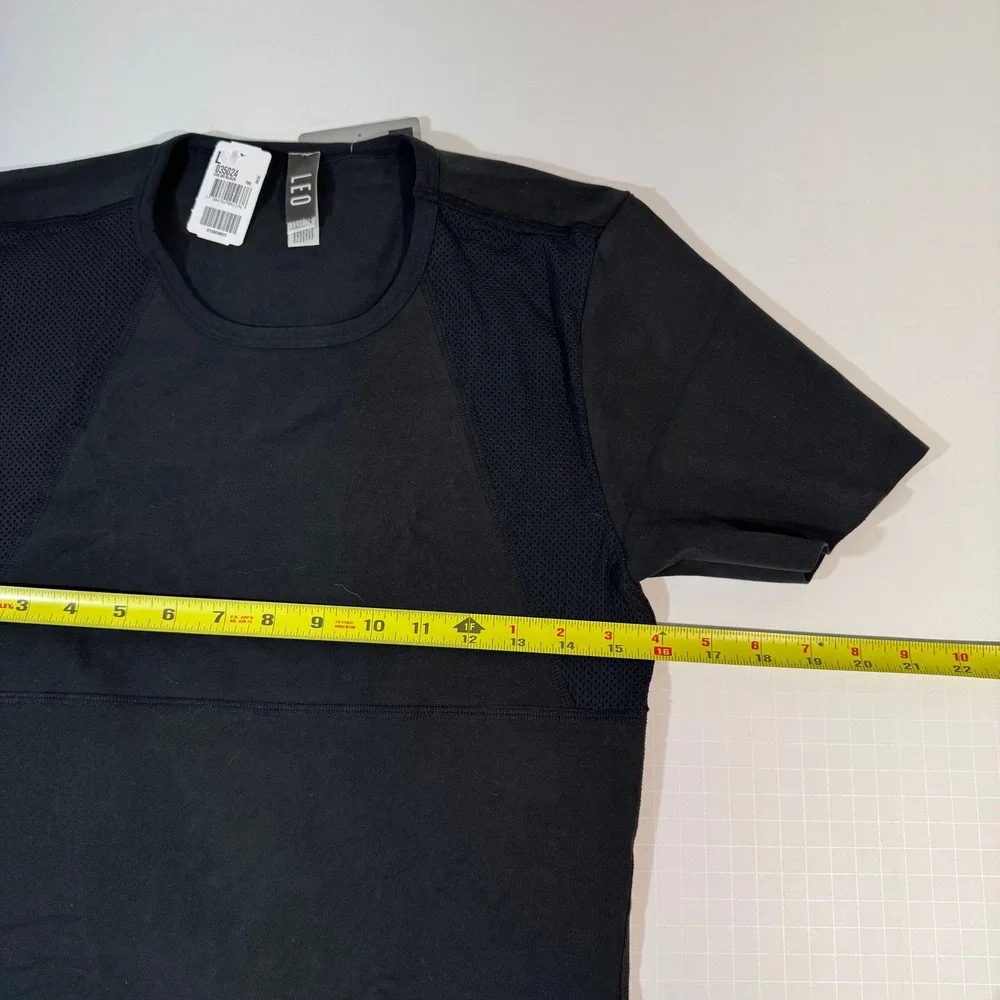 Leo Shaper Shirt Mens Large Black New Moderate Compression Crew Neck 035024